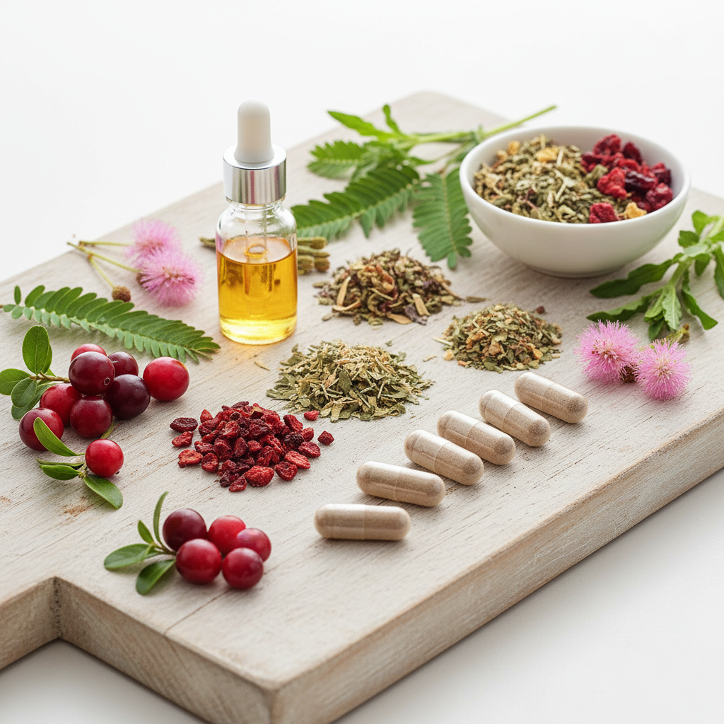 'natural ingredients for bladder health &mdash; cranberry bearberry berberine Mimosa pudica'